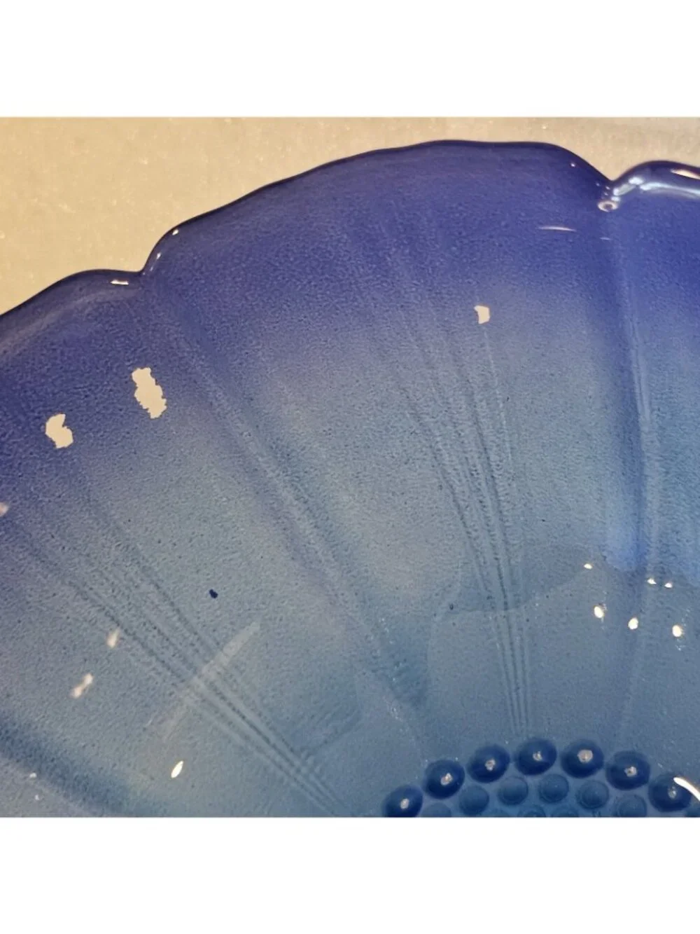 VTG ARC Fruit Bowls Blue Cobal Frosted Ombre Flower Textured 5